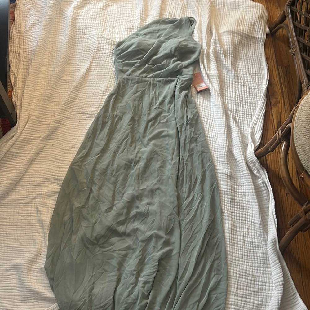 NWT Never Worn Hello Birdy Sage One Shoulder Bridesmaid Dress